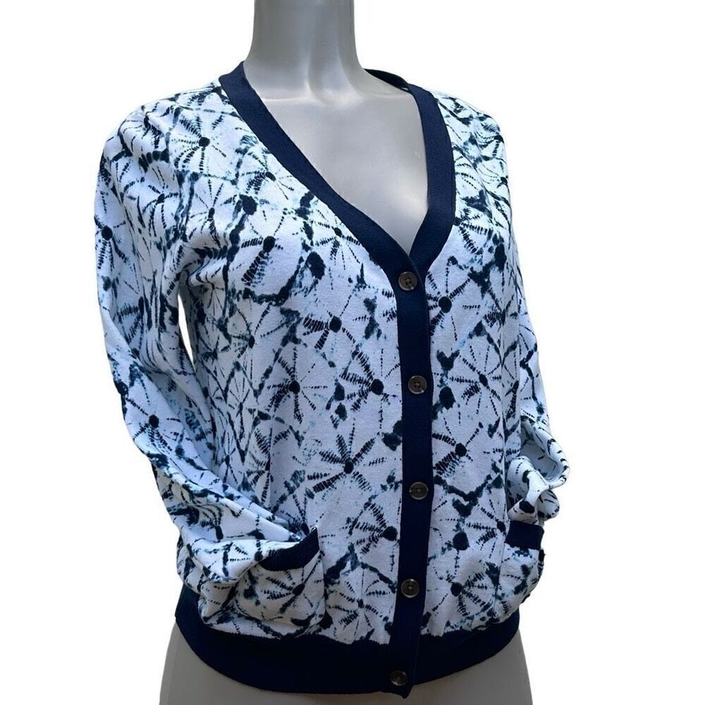 Thakoon X Target Shibori Cardigan Women's Large Blue & White Button Front Cotton